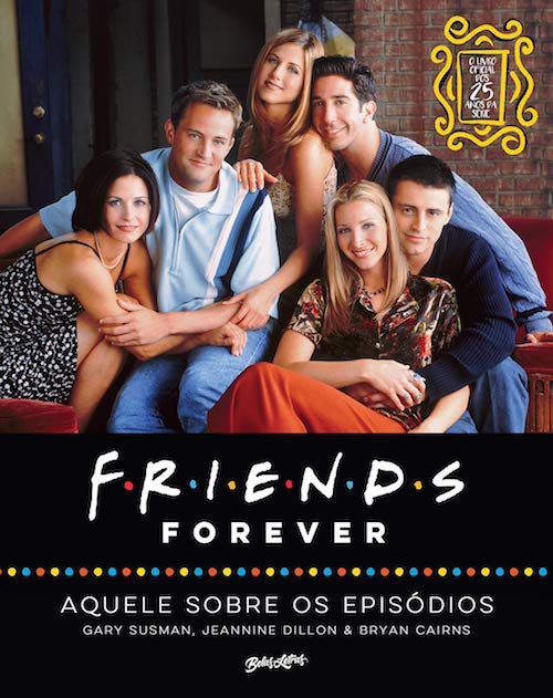 Capa de livro com personagens da série Friends.