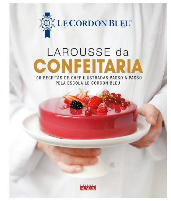 Capa de livro com imagem de chef segurando uma torta.