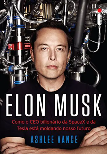 Capa de livro com imagem de Elon Musk.