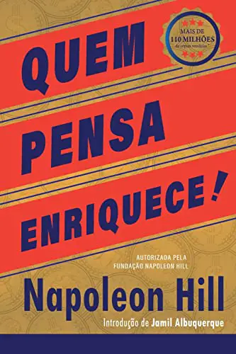 Ideia de L​ivros para dar de presente, opção de Napoleon Hill, com capa azul, laranja e bege.

