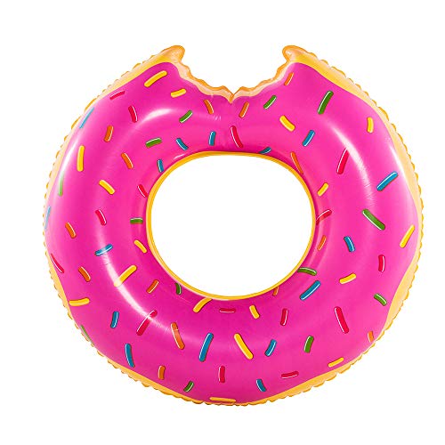 Boia redonda no formato de donut mordido, na cor rosa, como ideia de presente para menina de 11 anos.