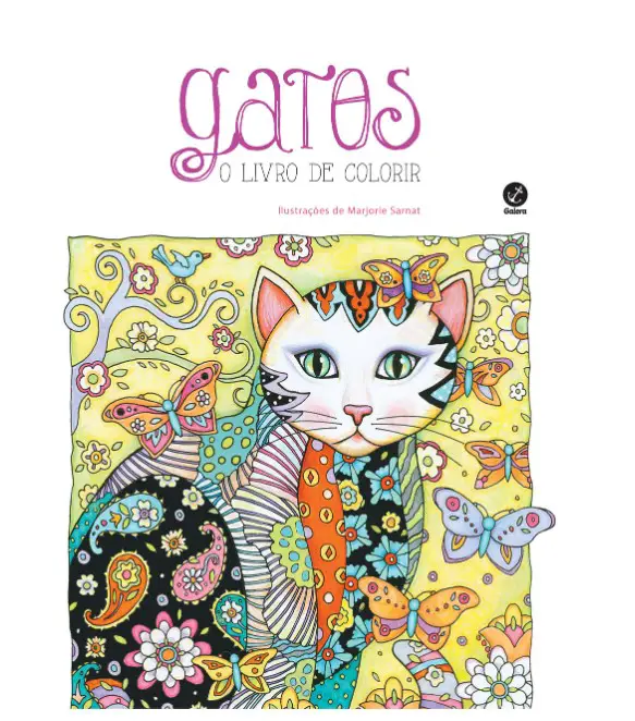 Capa de livro com gato para colorir. 