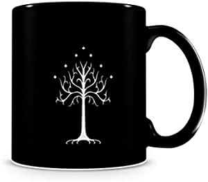 Caneca preta com imagem da Árvore de Gondor.
