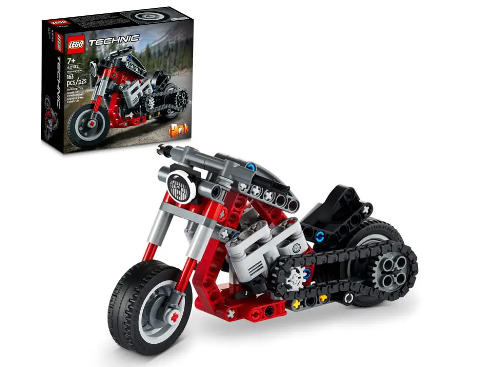 Lego em formato de motocicleta. 