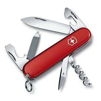 Canivete suíço vermelho com multiferramentas.