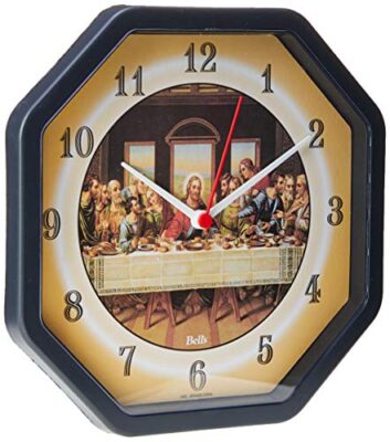 Relógio de parede com a imagem da Santa Ceia. 