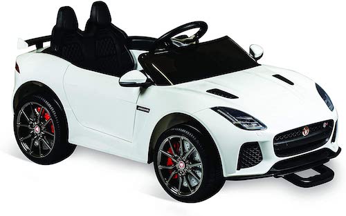Carro infantil Jaguar elétrico na cor branca. 
