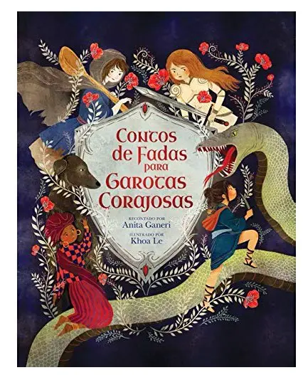 Capa de livro com vários personagens de contos de fadas.
